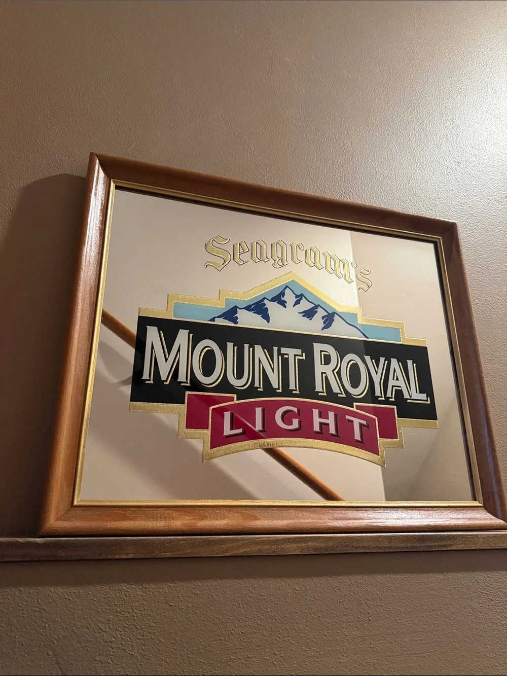 RARE VINTAGE SEAGRAM'S MOUNT ROYAL LIGHT WHISKEY BAR MIRROR/SIGN